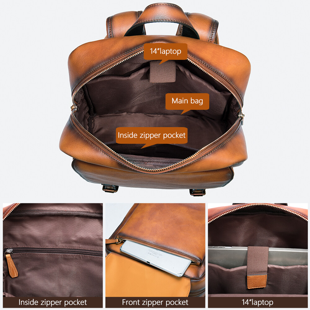 Business-Lederrucksack, Business-Lederrucksack Herren, Herren-Lederrucksack Laptop, Herren-Lederrucksack Laptop, Lederrucksack Mann Vintage, Vintage-Büchertaschen Leder