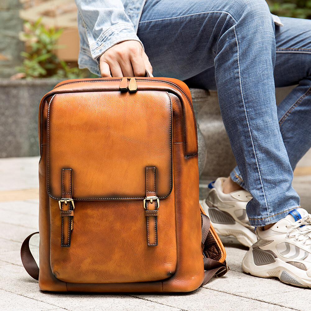 Business-Lederrucksack, Business-Lederrucksack Herren, Herren-Lederrucksack Laptop, Herren-Lederrucksack Laptop, Lederrucksack Mann Vintage, Vintage-Büchertaschen Leder