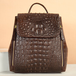 luxury women's leather backpack, luxury leather bags for women, crocodile backpacks, designer leather backpacks for women