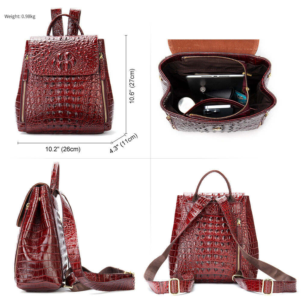 luxury women's leather backpack, luxury leather bags for women, crocodile backpacks, designer leather backpacks for women