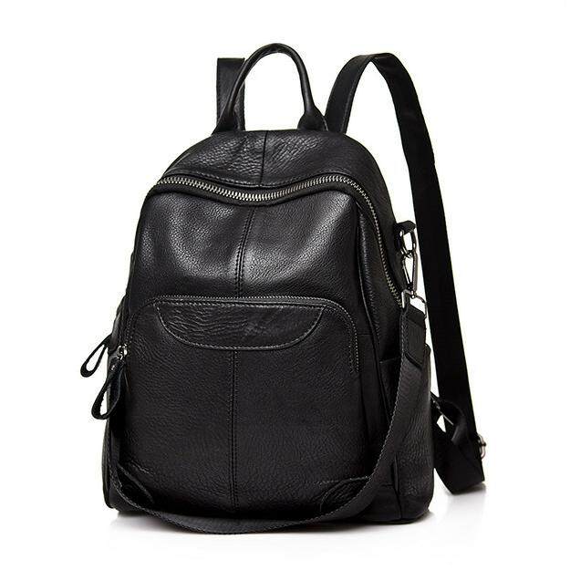 Soft Cowhide Anti-theft Leather Backpack Casual Book Bag