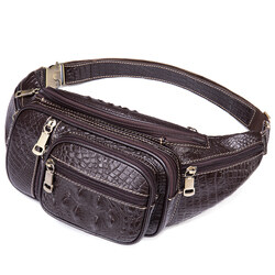 crocodile fanny pack, fanny pack extra large waist, extra large leather fanny pack, crocodile embossed leather belt bag