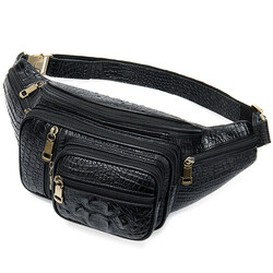 crocodile fanny pack, fanny pack extra large waist, extra large leather fanny pack, crocodile embossed leather belt bag