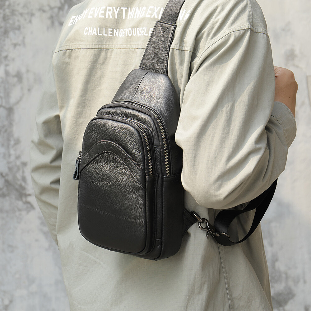 genuine leather chest bag, mens chest bag leather, leather crossbody chest bag