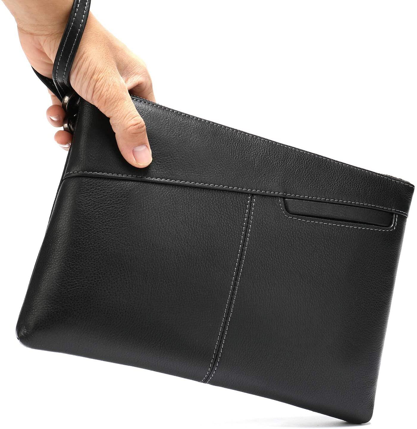 large leather wristlet wallet