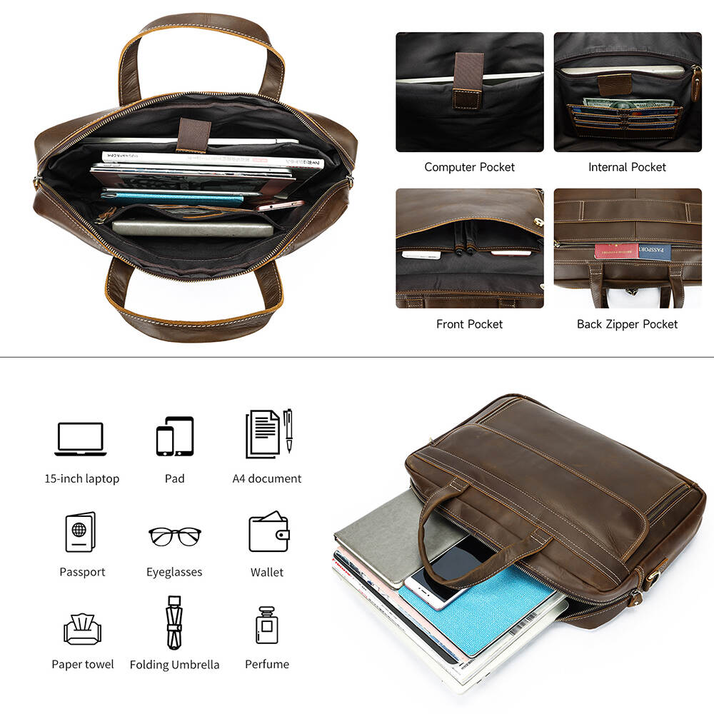 mens leather document briefcase, mens leather executive briefcase, mens leather portfolio briefcase