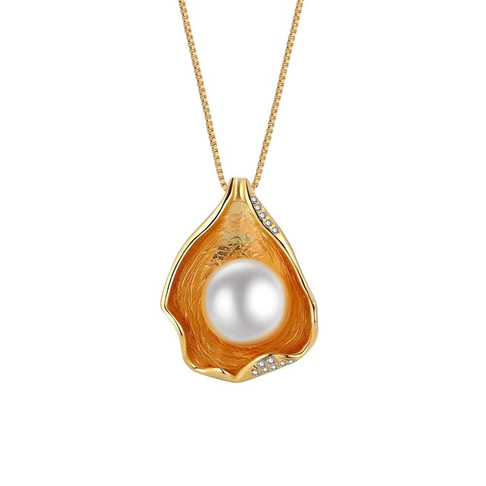 Jewelry 18K Gold Plated 925 Silver Necklace Girls Wedding Party Pearl Shell Necklace for Women