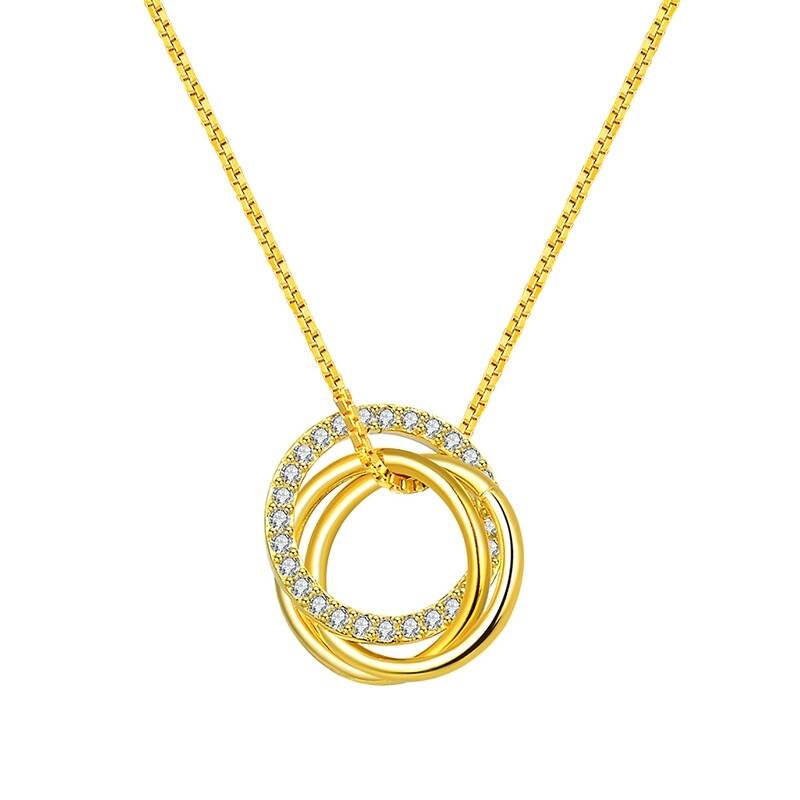 Fashion 18K Gold Plated Jewelry Necklace 925 Sterling Silver Cutomize Circle Pendant Necklaces for Women