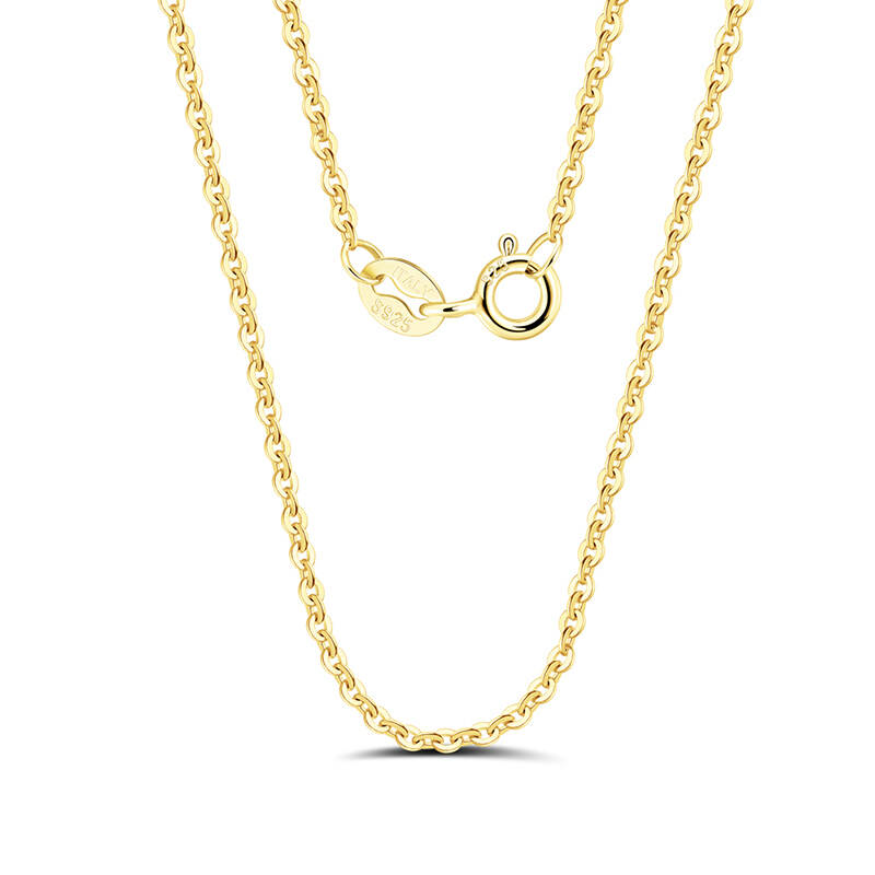 18K Gold Plated 925 Sterling Silver Cable Chain Necklace