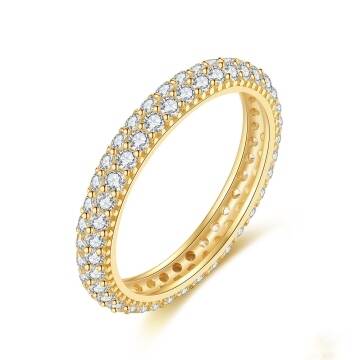 Classic Cubic Zirconia Double Row Eternity Band 925 Sterling Silver Ring