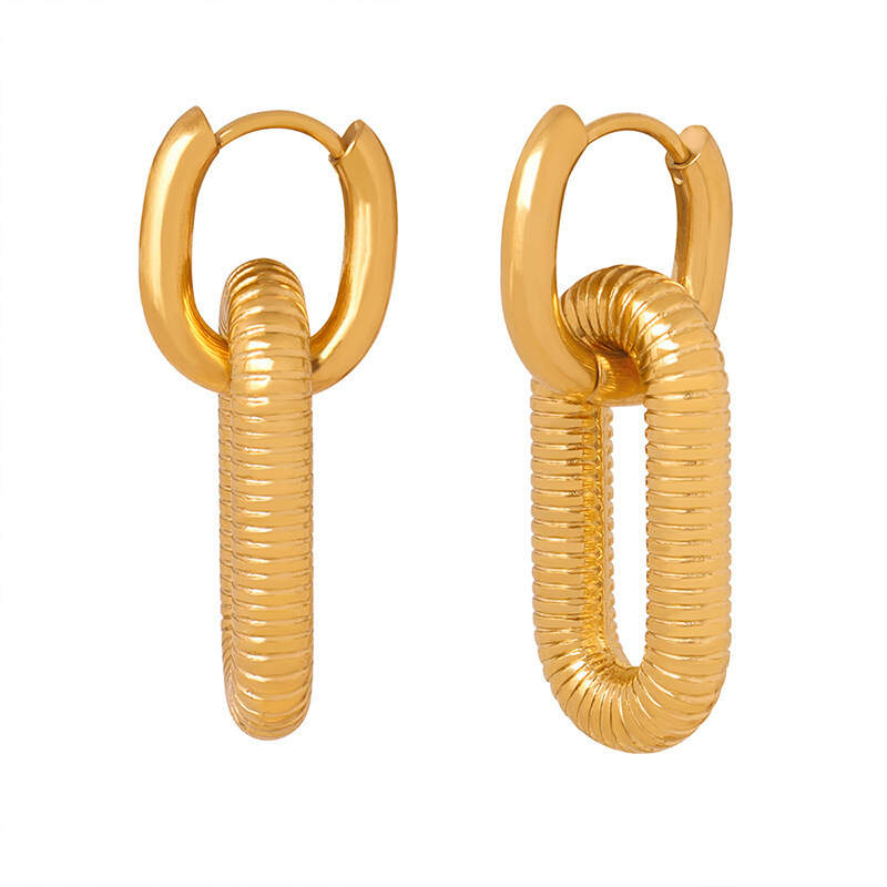 18K Gold Plated Stainless Steel Double Hoop Earrings