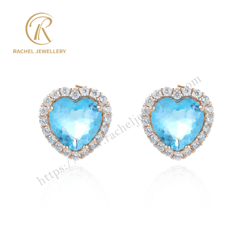 Fancy London Blue Heart Shaped 925 Silver Earrings