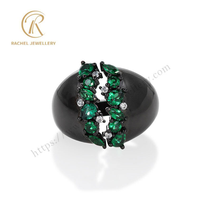 Customer Designed Emerald Open Silver Ring