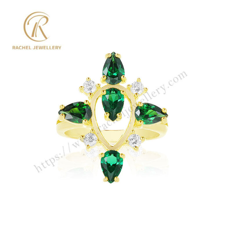 Factory Price Pear Emerald Zircon Fashion Ring For Accessories