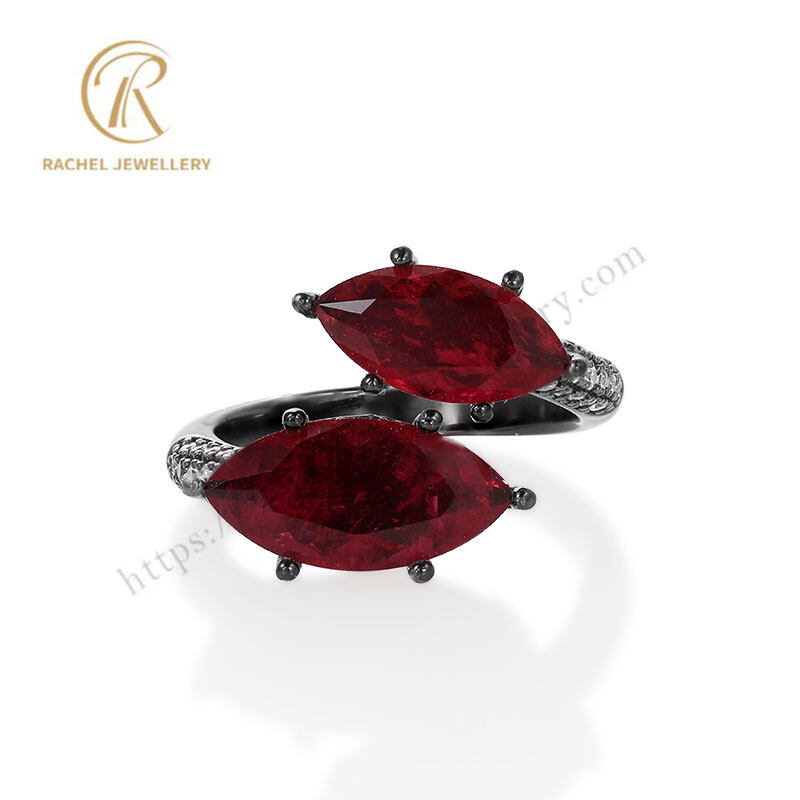 Wholesale Price 925 Silver Jewelry Marquise Natural Ruby Jewelry Ring