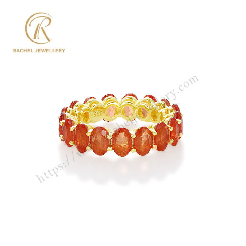 Candy Color Orange Gemstone Full 925 Silver Ring