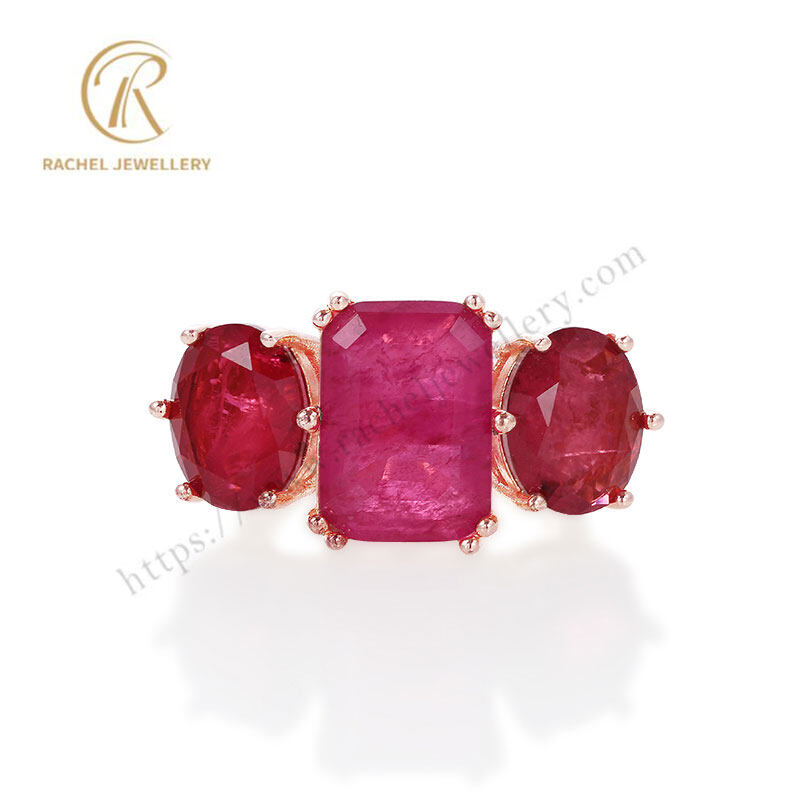 Luxury Rose Quartz Gemstone Big Shaped Shiny 925 Silver Ring