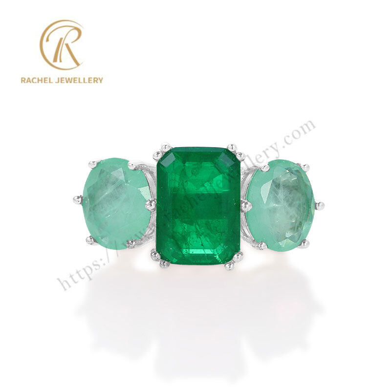 Luxury Emerald Series of Gemstone Big Shaped Shiny 925 Silver Ring