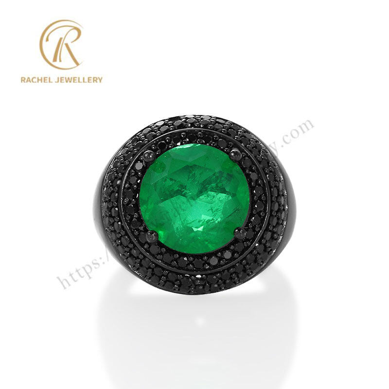 Wholesale Arabic Style Emerald Gemstone Sterling Silver Ring