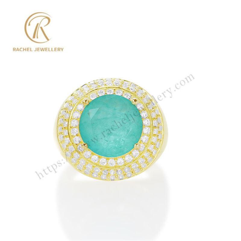 Factory Price Arabic Style Paraiba Gemstone Sterling Silver Ring