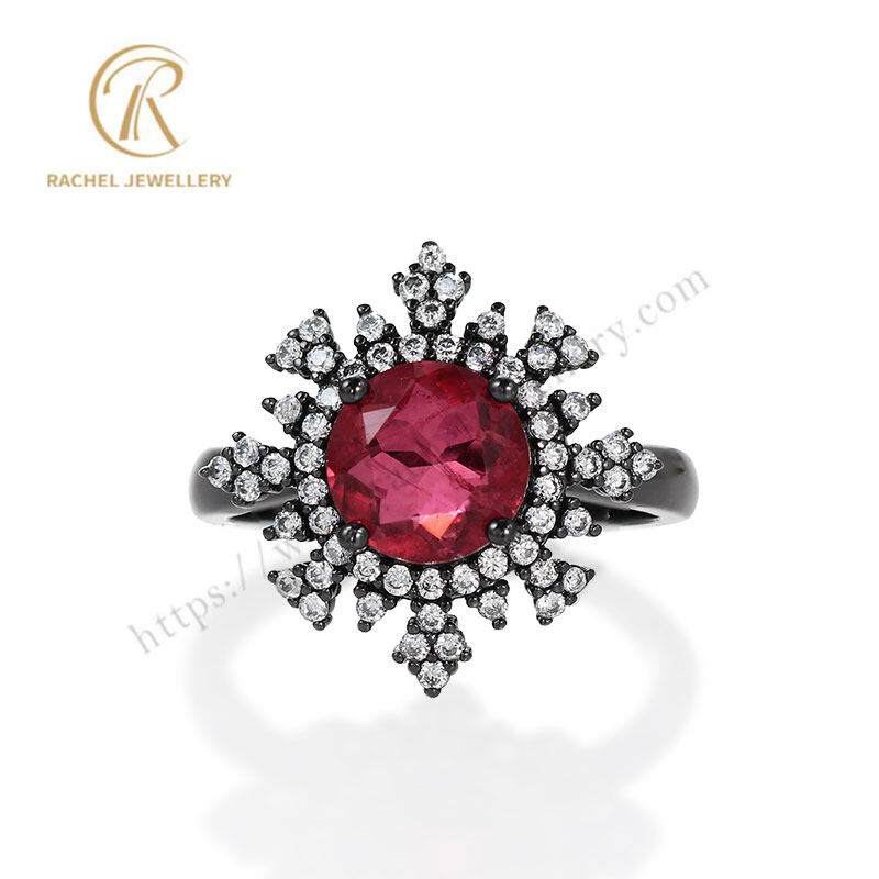 Large Ruby Gemstone Round Hand Setting 925 Silver Ring