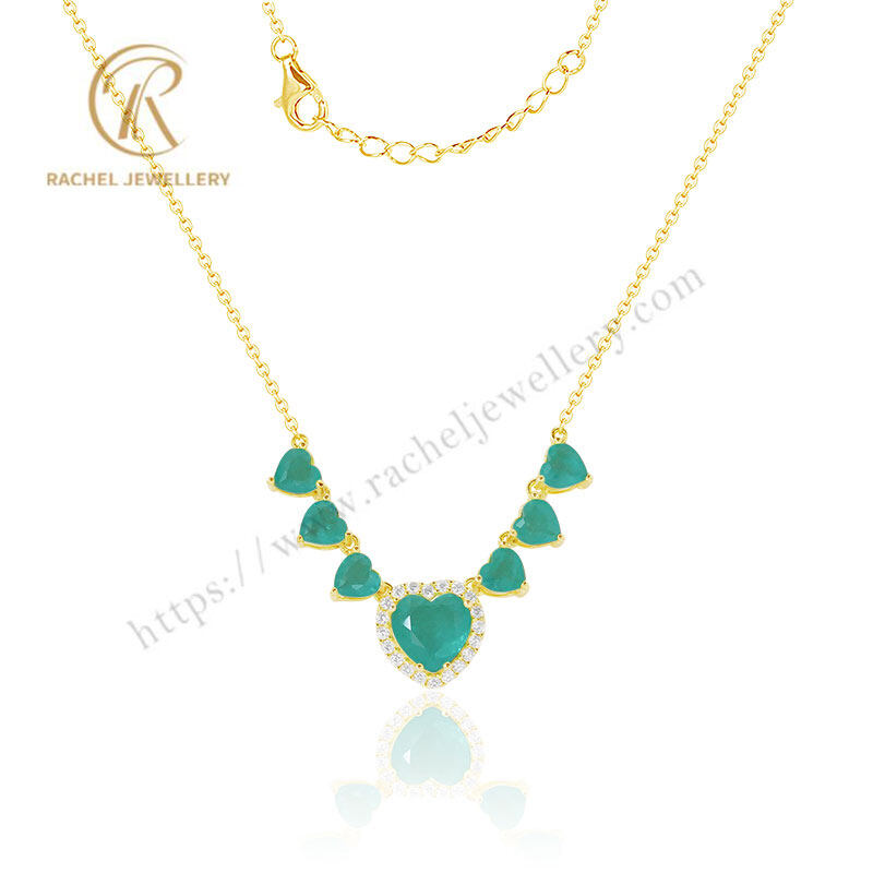 Fancy Light Green Heart Shaped Gemstone Hand Setting 925 Silver Necklace