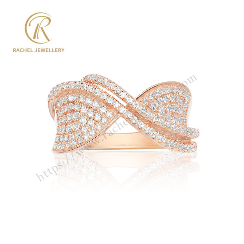 Mellifluous Bowkot Rose Gold Clear CZ Silver Ring