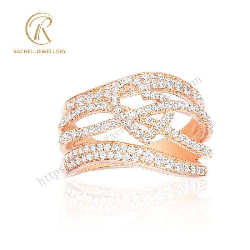 Custom Designed Rose Gold Heart Silver Ring