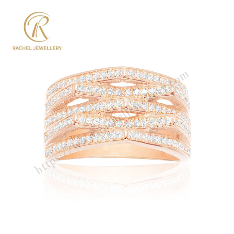 Popular Neutral 5A CZ Rose Gold Silver Ring