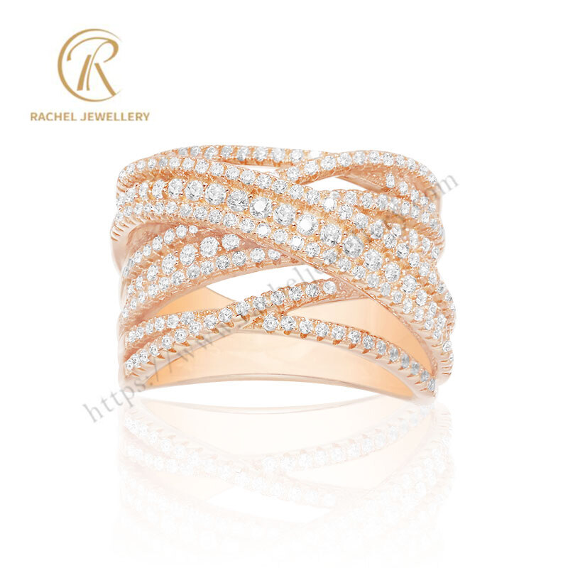 Super Luxury Cross Line Rose Gold Ring