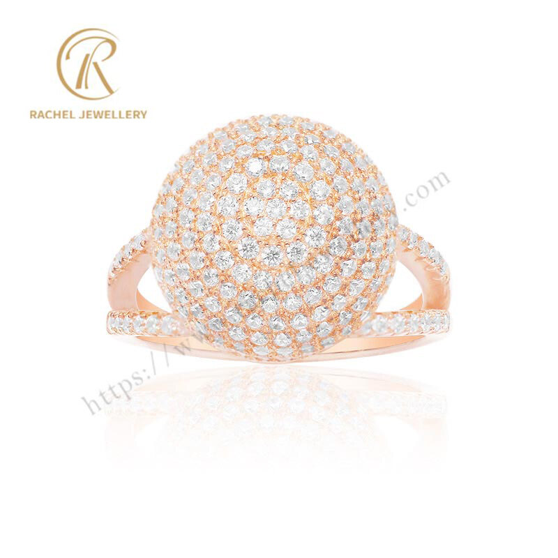 Perfect Solid Stone Ball Rose Gold Silver Ring