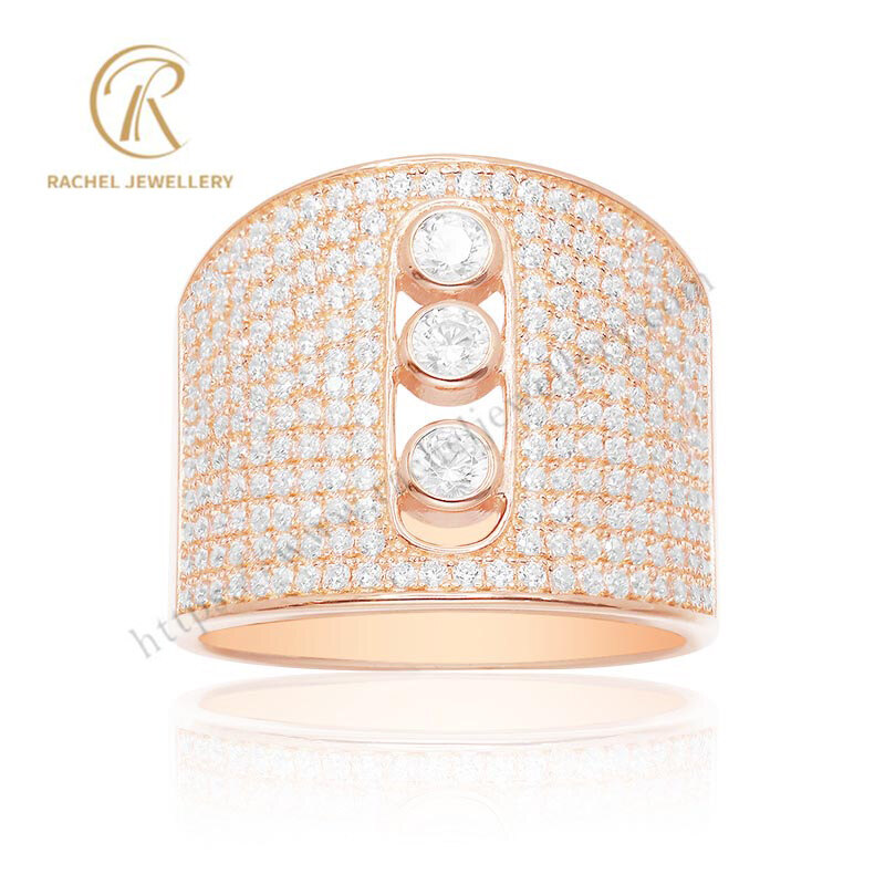 Trendy 925 Sterling Silver 5A Zircon Micro Setting Rose Gold Ring