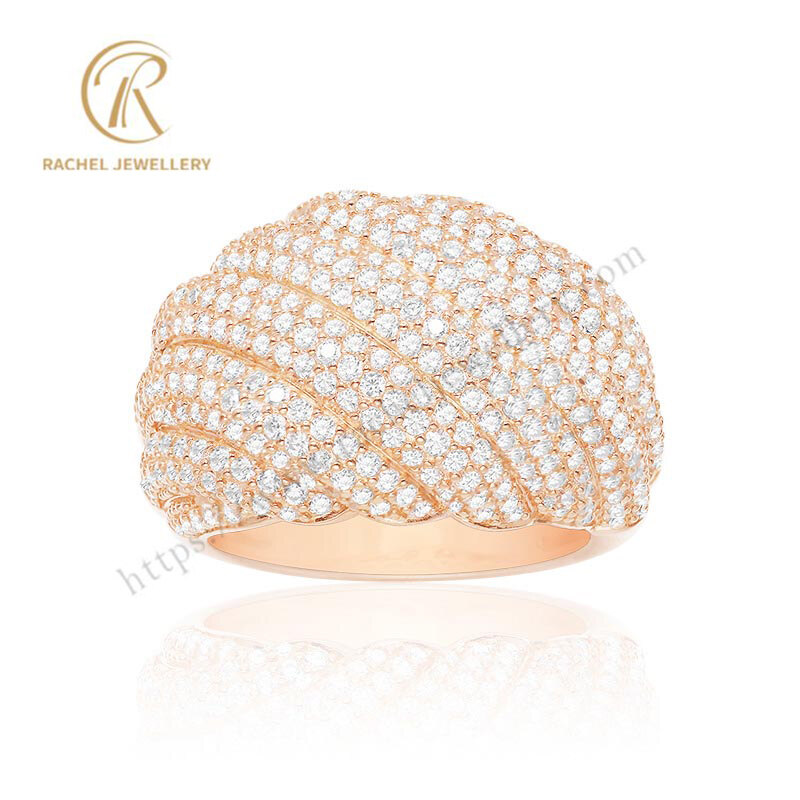 Luxury Petal Designed Full Zircon Hand Setting 925 Silver Ring