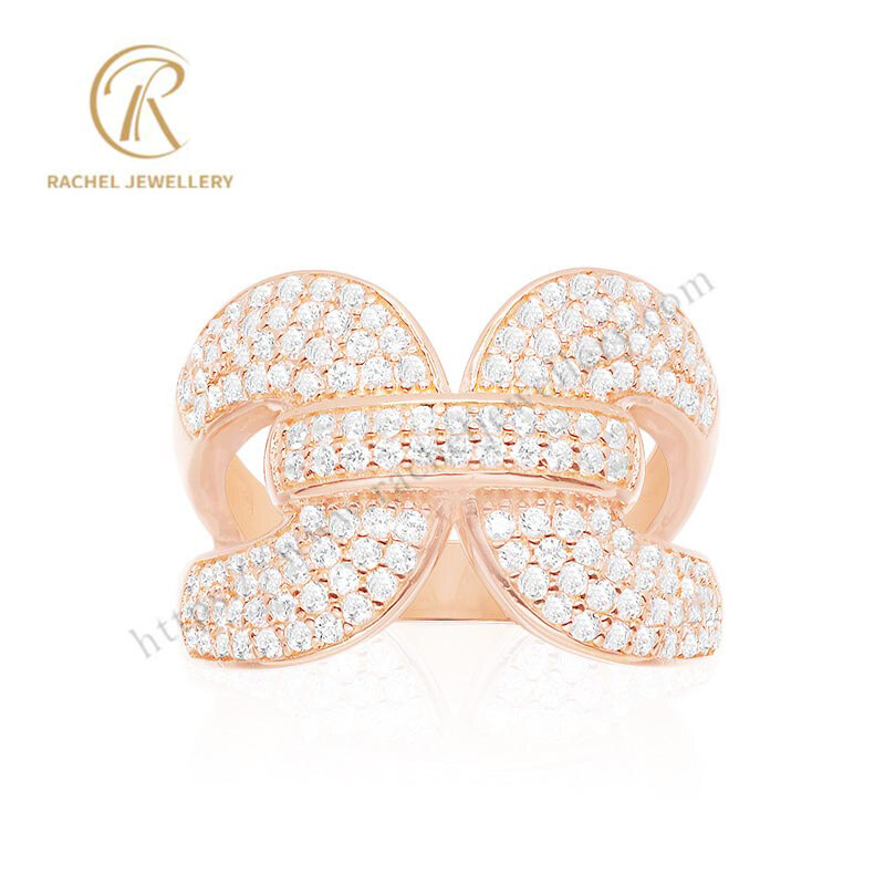 Wholesale Classical 5A Zircon Micro Setting Rose Gold Plated Silver Ring