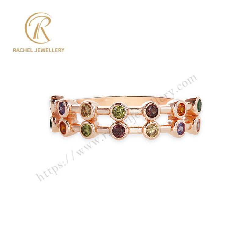 Rachel Round Whole Circle CZ 925 Sterling Silver Rose Gold Plated Rings For Women