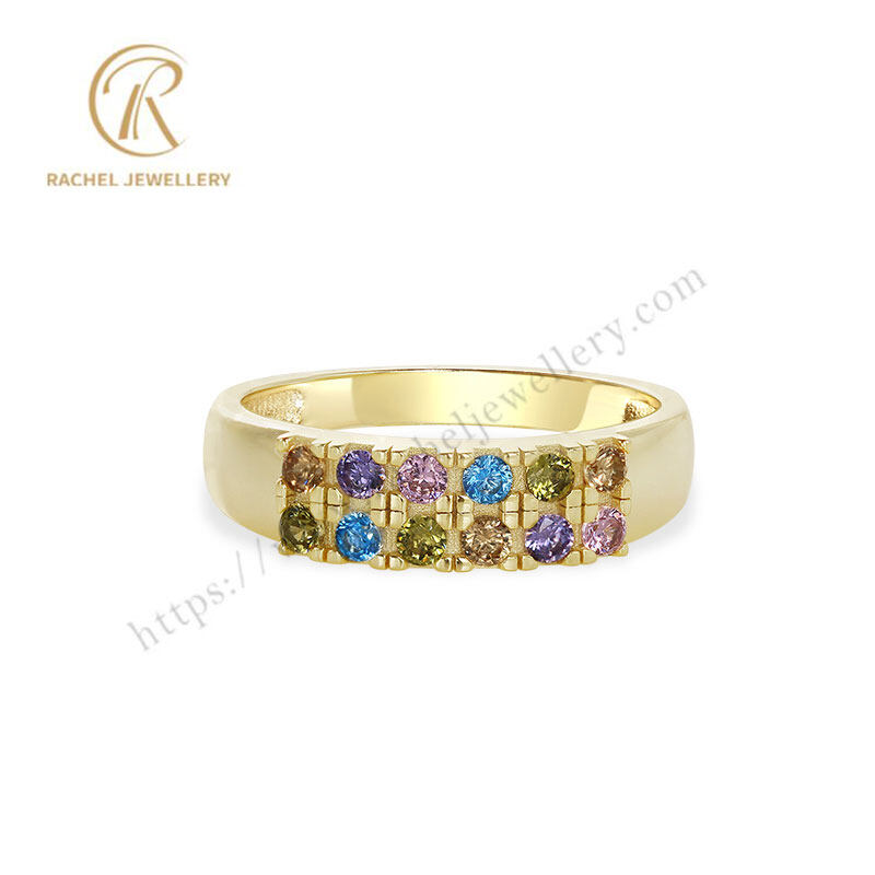 Rachel Luxury Style Colourful CZ Pave Setting 925 Silver Ring
