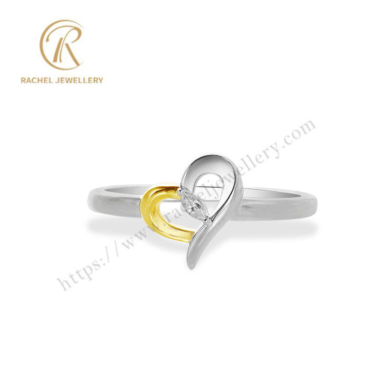 Rachel Love Lock Two Tone Plated 925 Sterling Silver Small Heart Shaped Ring