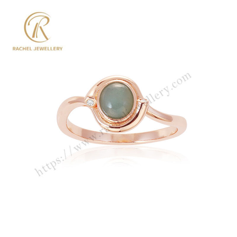 Rachel Jewellery Customized Amazon Stone Design 925 Silver Ring Yellow Gold Plated