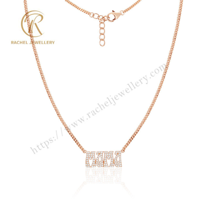 Rachel Jewellery Customized CZ Mama 925 Silver Necklace Rose Gold Plated