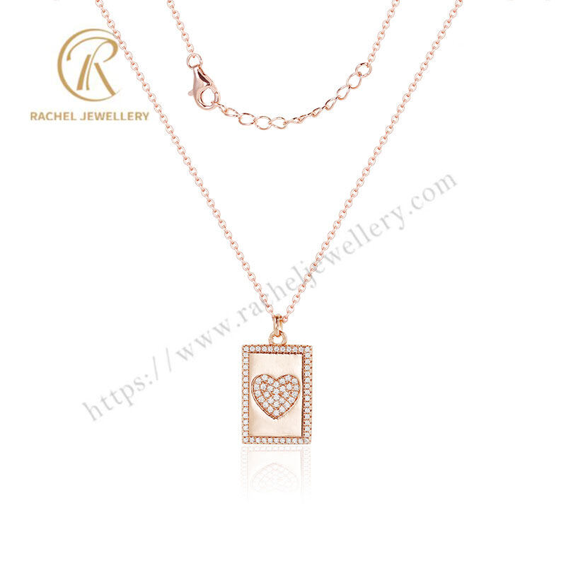 Rachel Hot Sell Heart Nameplate Rose Gold 925 Silver Necklace