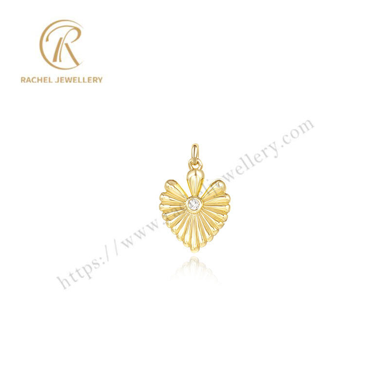 Rachel Radiant Heart Yellow Gold Plated Sterling Silver Neckalce With Chain