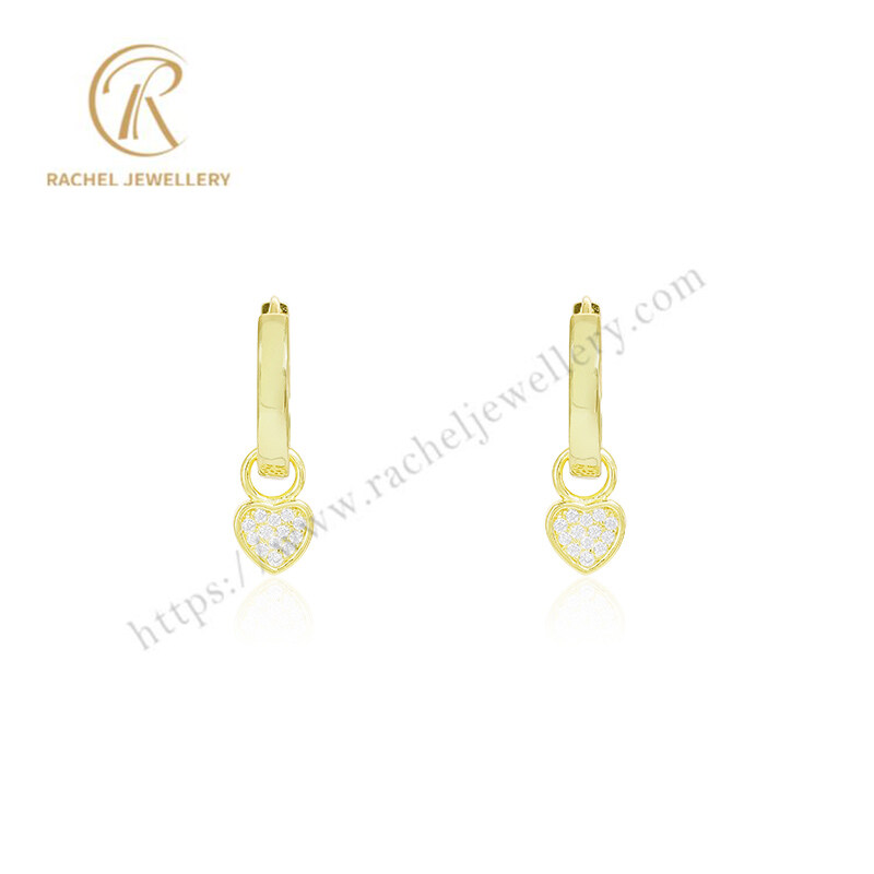 Rachel Jewellery Hoop Stone Heart Earrings Yellow Gold
