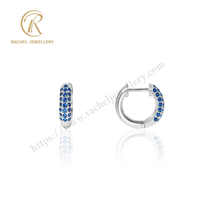 Rachel Jewellery New Style Blue Spinel Huggie Silver Earrings