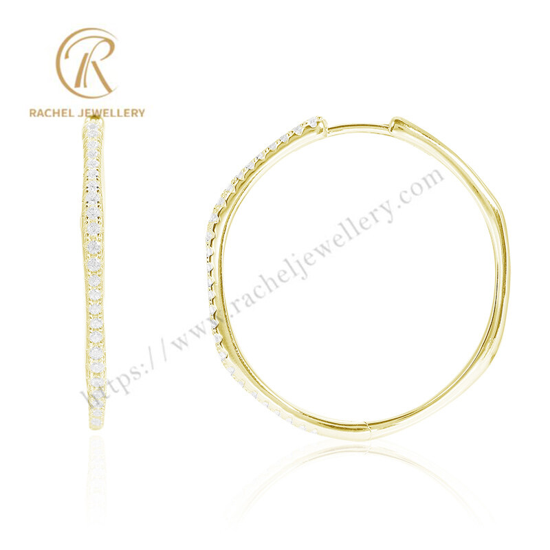 Rachel Jewellery Classic Bamboo Circle Huggie Big Size Silver Earrings