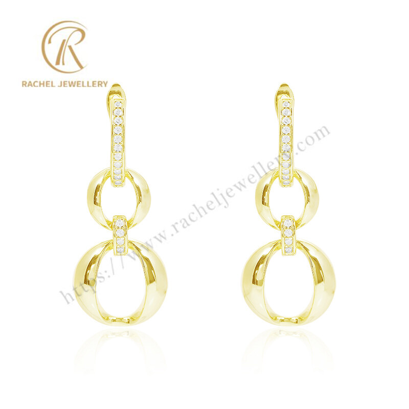 Rachel Fashional Gold Plain Silver Earrings
