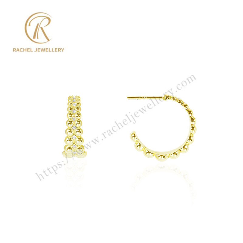 Rachel Fashional Ball Design CZ Setting Sterling Silver Earrings