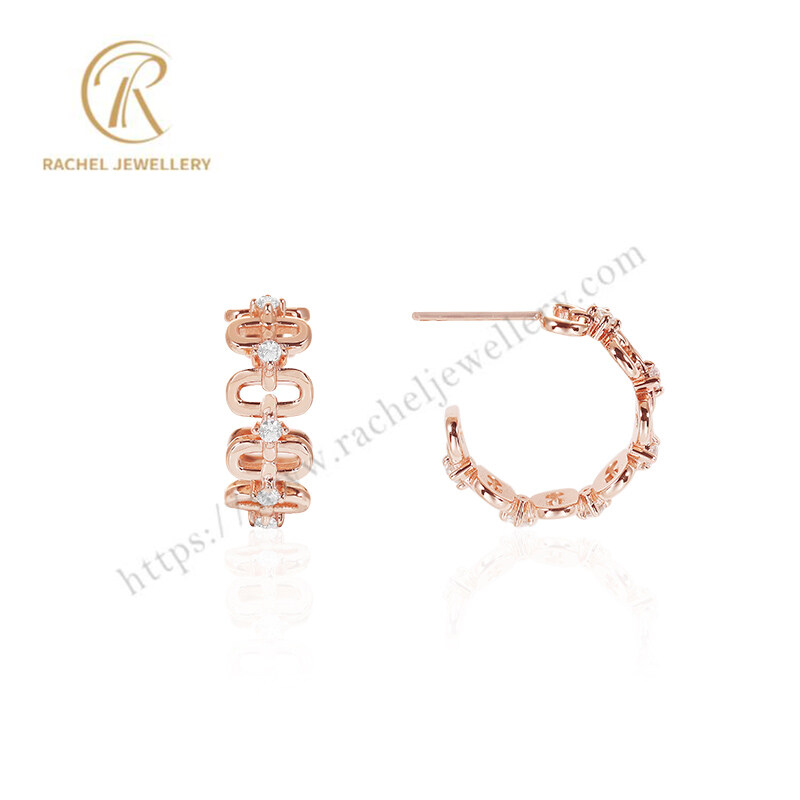 Rachel Unique Design Rose Gold 925 Sterling Silver Earrings