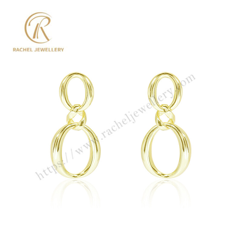 Rachel Jewellery Newest Unique Plain Double Oval Silver Earrings