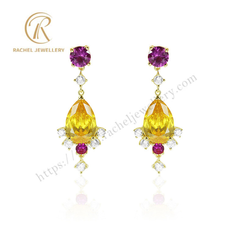 2023 New Collection Golden Color Stone Sterling Silver Earrings