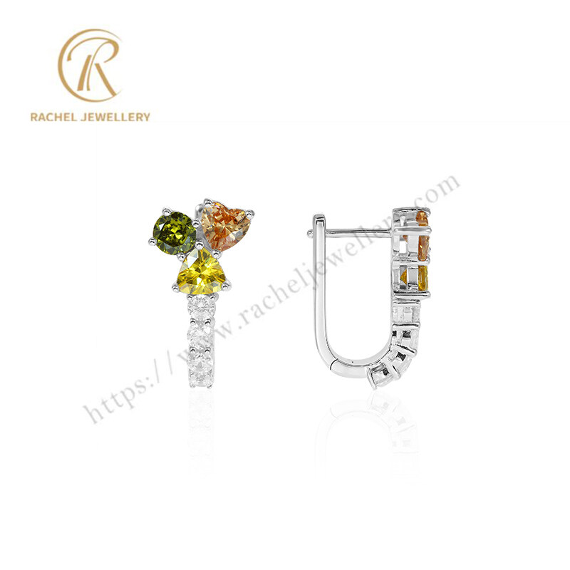 Rachel Delicate Silver 5A CZ Colorful Silver Earrings For Women